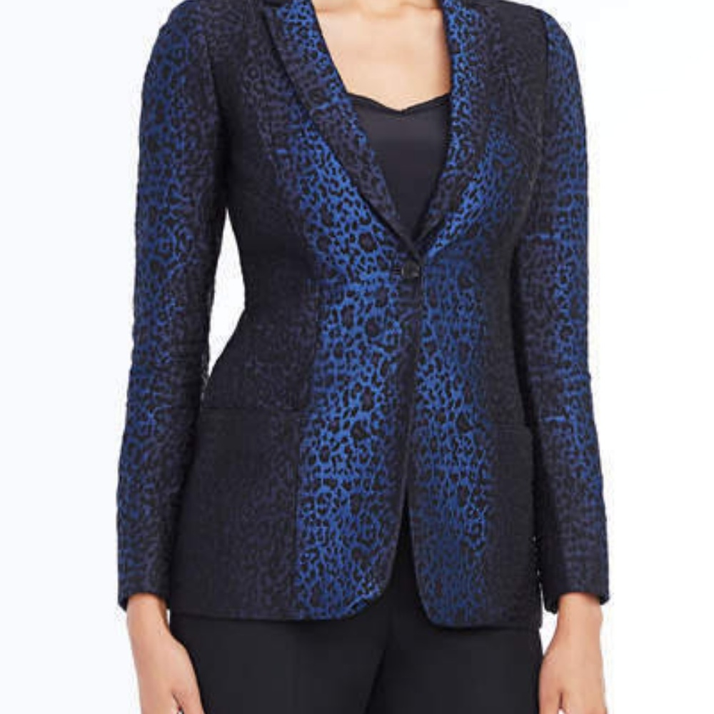 Elie Tahari Blue Leopard Ivy Suit Jacket Blazer 4